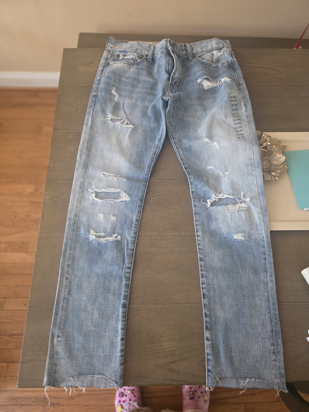Abercrombie & Fitch Light Blue Distressed Slim Straight Jeans